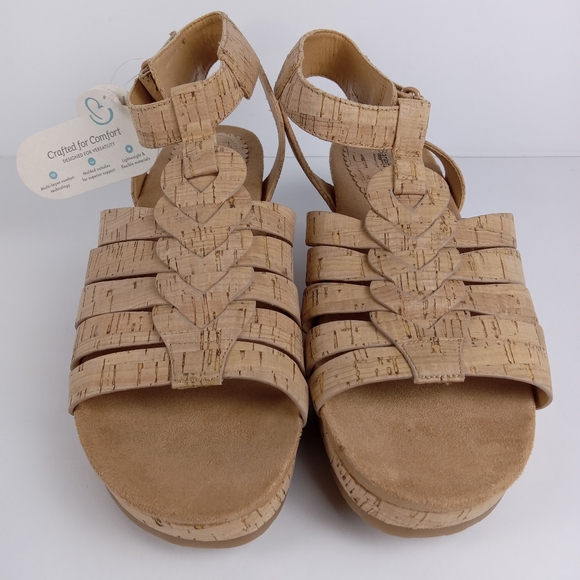 Baretraps Nickie Wedge Sandal Womens 9.5 Cork Hook And Loop Ankle Strap Comfort - Picture 3 of 10